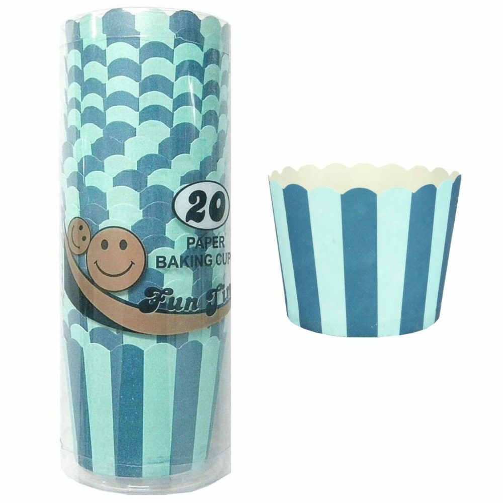 Baking Cups | Blue Stripe Baking Cups (Pack Of 20) Baking & Cake Decorating Baking Cups