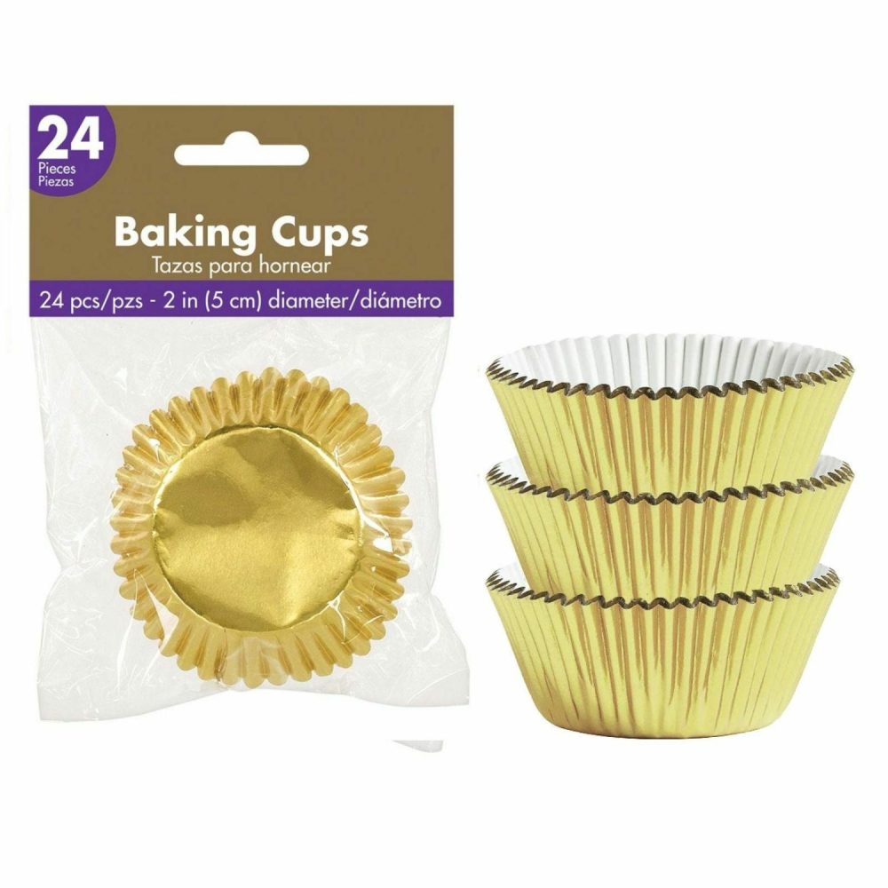 Baking Cups | Gold Metallic 5Cm Baking Cups (Pack Of 24) Baking & Cake Decorating Baking Cups