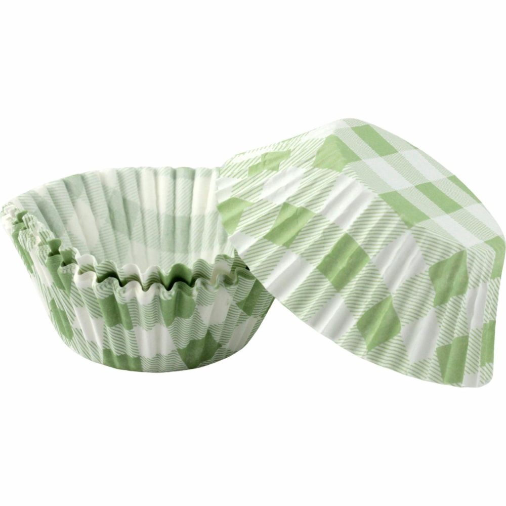 Baking Cups | Green Gingham Cupcake Baking Cups (Pack Of 25) Baking & Cake Decorating Baking Cups