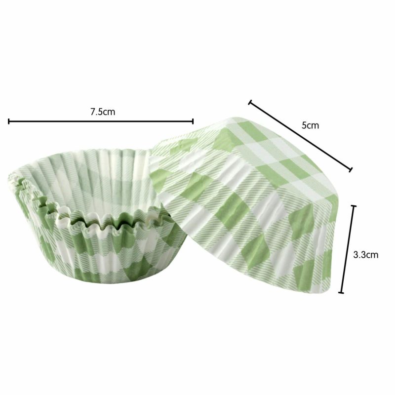 Baking Cups | Green Gingham Cupcake Baking Cups (Pack Of 25) Baking & Cake Decorating Baking Cups