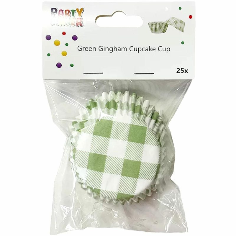 Baking Cups | Green Gingham Cupcake Baking Cups (Pack Of 25) Baking & Cake Decorating Baking Cups