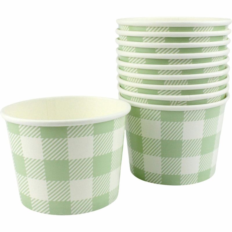 Baking Cups | Green Gingham Paper Treat Cups (Pack Of 10) Baking & Cake Decorating Baking Cups