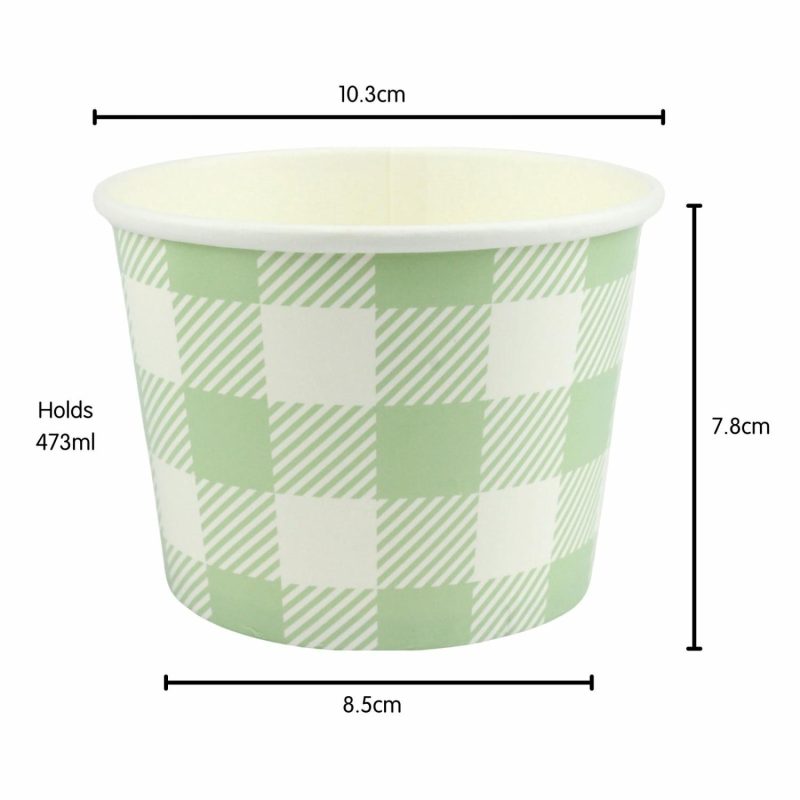 Baking Cups | Green Gingham Paper Treat Cups (Pack Of 10) Baking & Cake Decorating Baking Cups