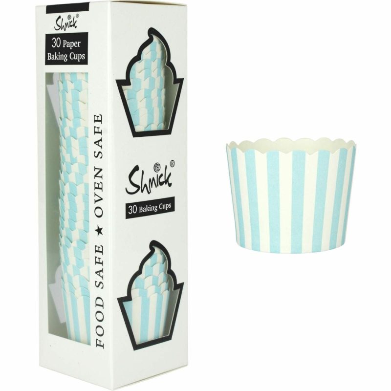 Baking Cups | Light Blue And White Striped Baking Cups (Pack Of 30) Baking & Cake Decorating Baking Cups