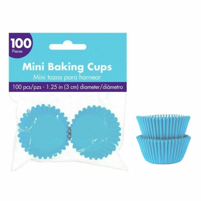 Baking Cups | Light Blue Mini 3Cm Baking Cups (Pack Of 100) Baking & Cake Decorating Baking Cups