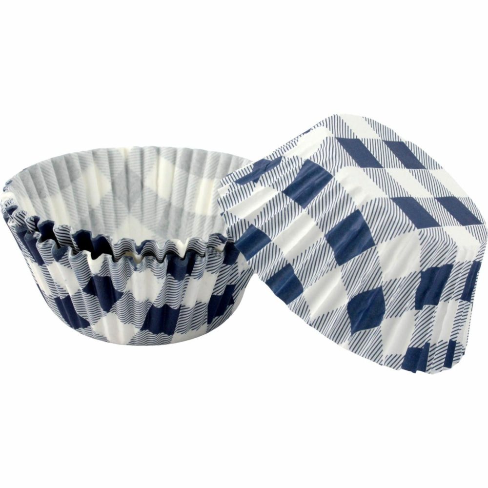 Baking Cups | Navy Blue Gingham Cupcake Baking Cups (Pack Of 25) Baking & Cake Decorating Baking Cups