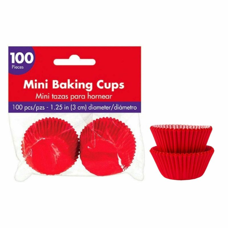 Baking Cups | Red Mini 3Cm Baking Cups (Pack Of 100) Baking & Cake Decorating Baking Cups