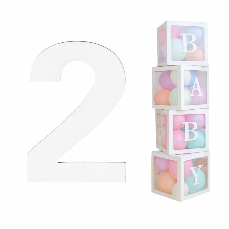 Balloon Boxes & Frames | White Cardboard Number 2 (Pack Of 2) Balloon Boxes & Frames Balloon Boxes & Frames