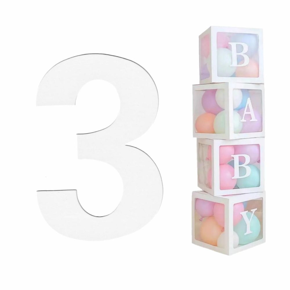 Balloon Boxes & Frames | White Cardboard Number 3 (Pack Of 2) Balloon Boxes & Frames Balloon Boxes & Frames