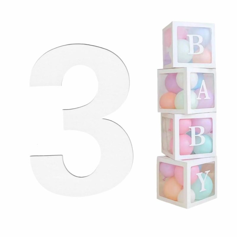 Balloon Boxes & Frames | White Cardboard Number 3 (Pack Of 2) Balloon Boxes & Frames Balloon Boxes & Frames