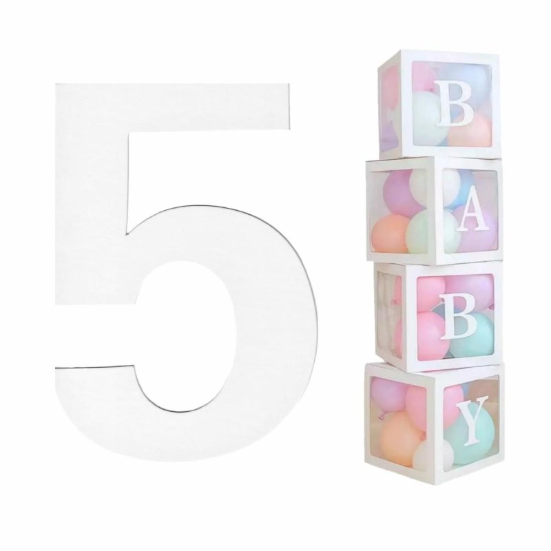 Balloon Boxes & Frames | White Cardboard Number 5 (Pack Of 2) Balloon Boxes & Frames Balloon Boxes & Frames