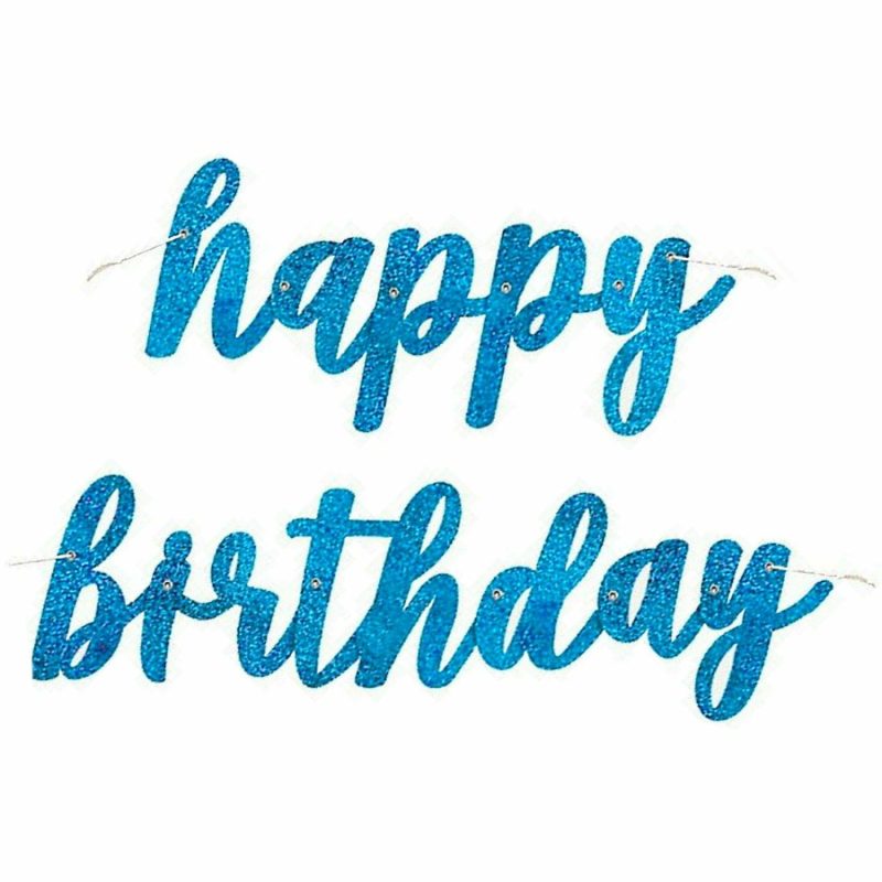 Balloon Styling & Decor | Blue Prismatic Happy Birthday Letter Banner (83.8Cm) Balloon Styling & Decor Balloon Styling & Decor