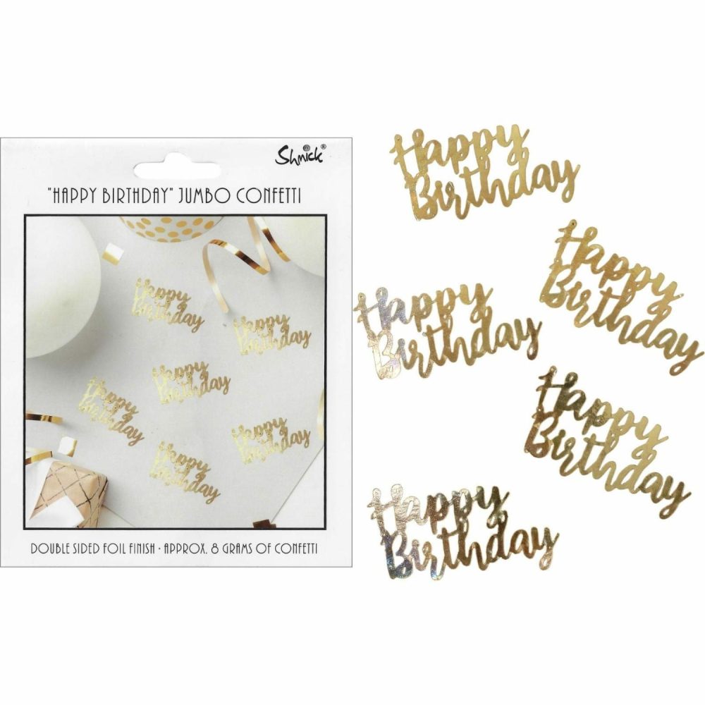 Balloon Styling & Decor | Gold Happy Birthday Jumbo Confetti (8G) Balloon Styling & Decor Balloon Styling & Decor