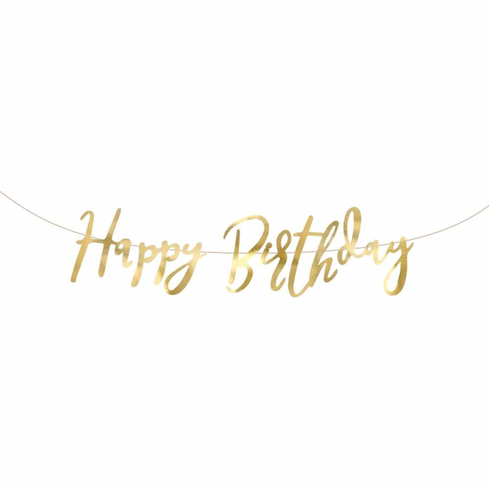 Balloon Styling & Decor | Gold Happy Birthday Letter Banner 62Cm Balloon Styling & Decor Balloon Styling & Decor