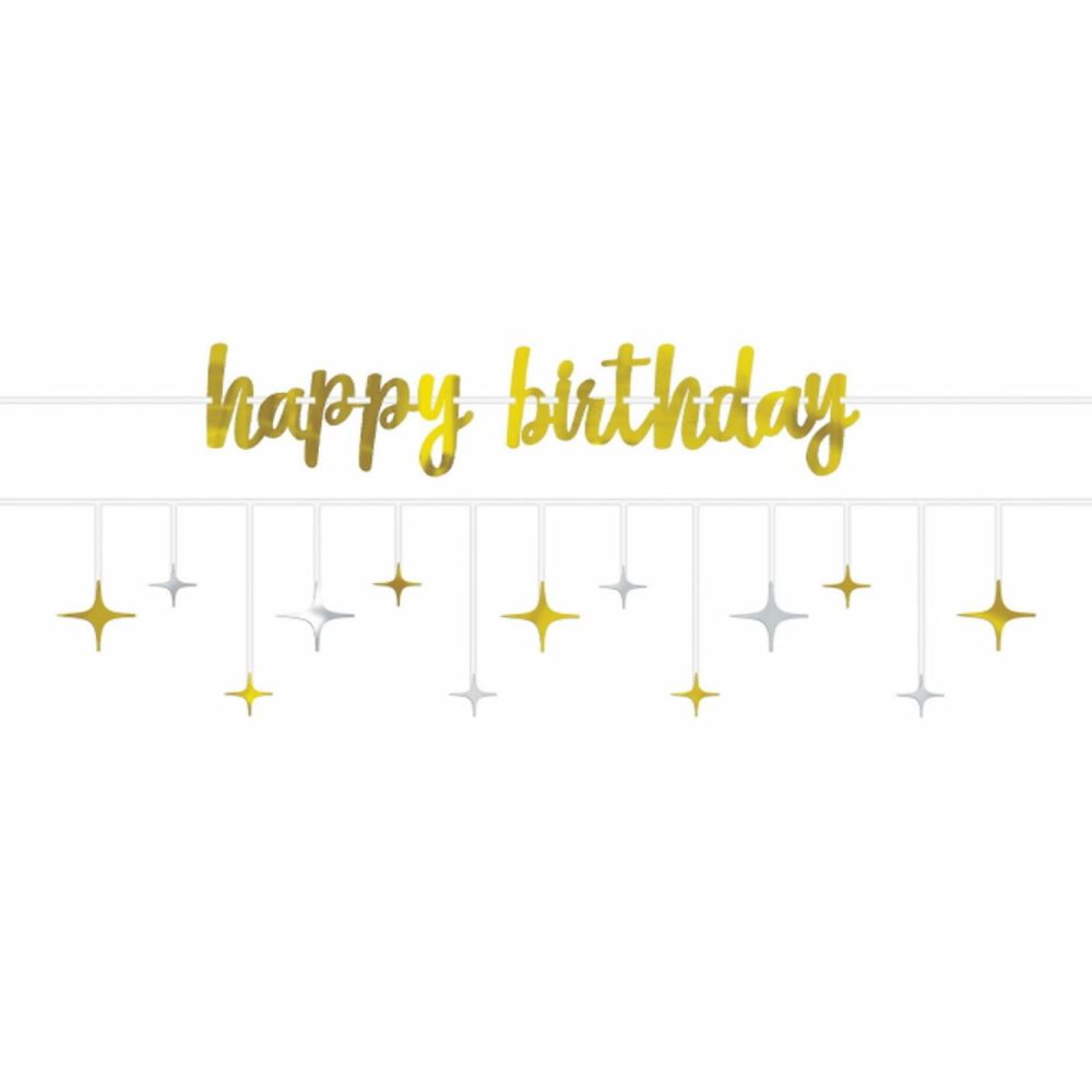 Balloon Styling & Decor | Happy Birthday Gold & Silver Star Banner Kit Balloon Styling & Decor Balloon Styling & Decor