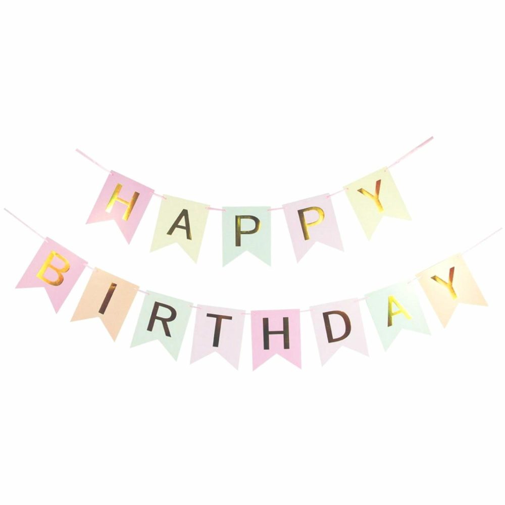 Balloon Styling & Decor | Pastel Happy Birthday Pennant Banner Balloon Styling & Decor Balloon Styling & Decor