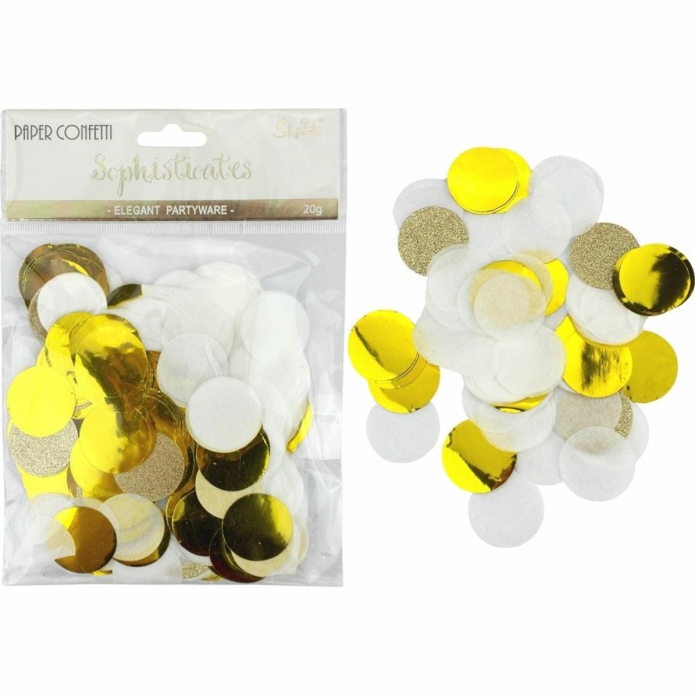 Balloon Styling & Decor | White & Gold Foil Dot Confetti 2.5Cm (20G) Balloon Styling & Decor Balloon Styling & Decor