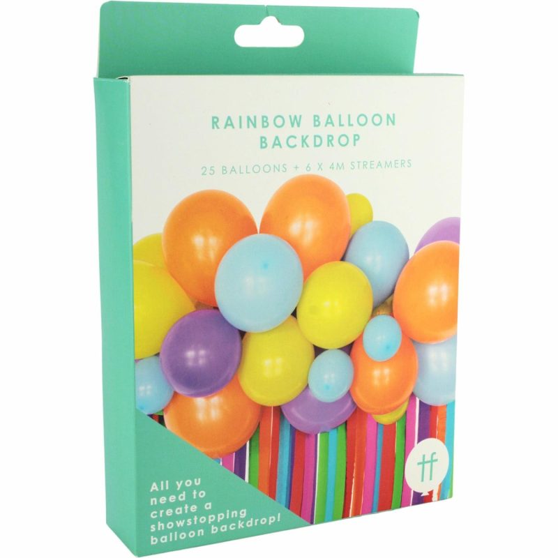 Bouquets, Garlands & Kits | Bright Rainbow Balloon Backdrop Kit With Streamers Balloons Bouquets, Garlands & Kits