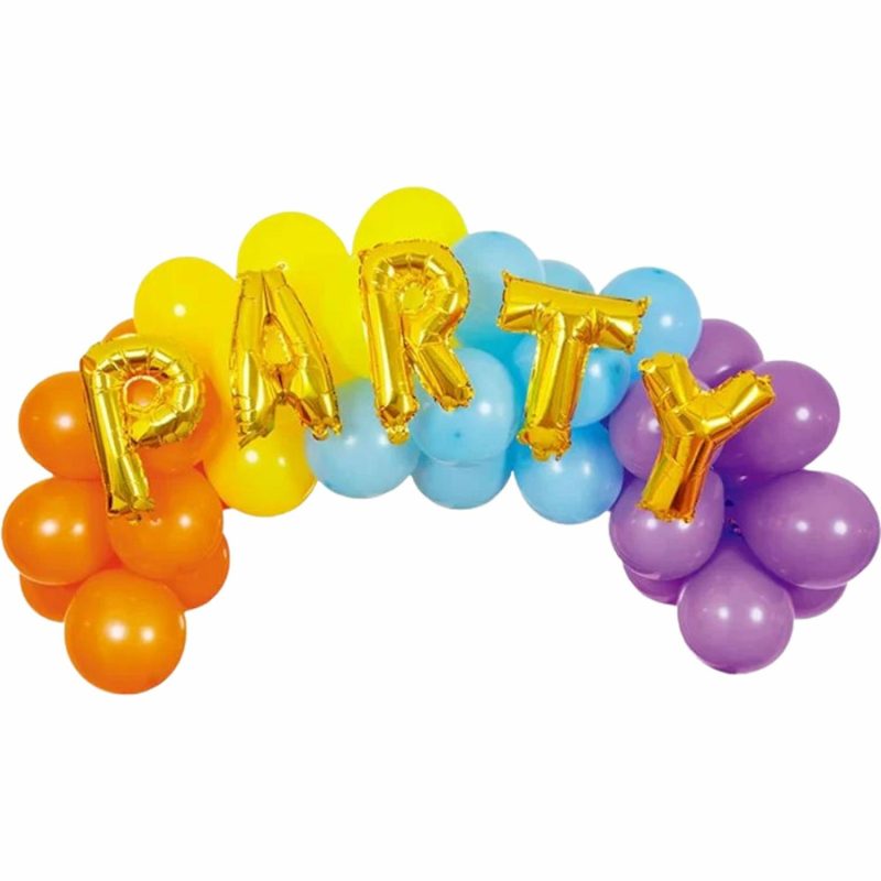 Bouquets, Garlands & Kits | Bright Rainbow Party Balloon Arch Kit With Letters Balloons Bouquets, Garlands & Kits