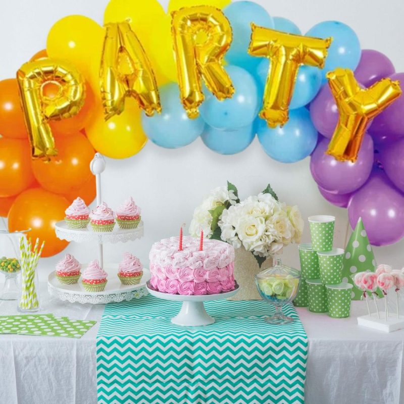 Bouquets, Garlands & Kits | Bright Rainbow Party Balloon Arch Kit With Letters Balloons Bouquets, Garlands & Kits