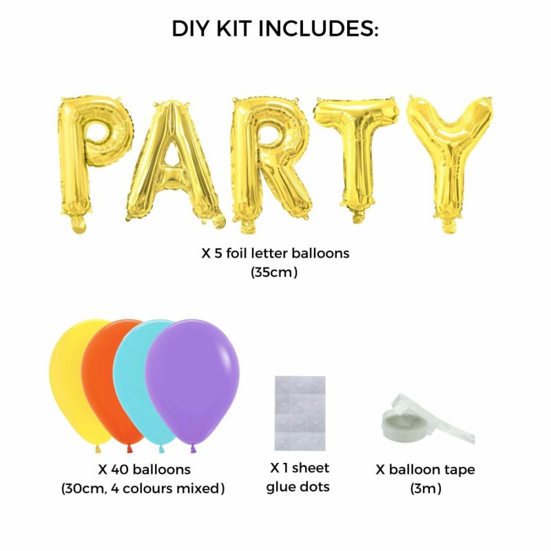 Bouquets, Garlands & Kits | Bright Rainbow Party Balloon Arch Kit With Letters Balloons Bouquets, Garlands & Kits