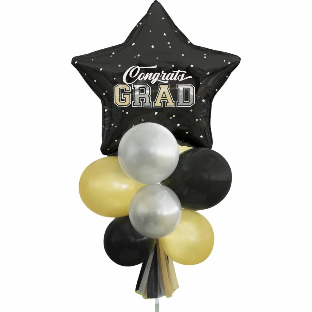 Bouquets, Garlands & Kits | Congrats Grad Black And Gold Balloon Yard Sign Kit Balloons Bouquets, Garlands & Kits