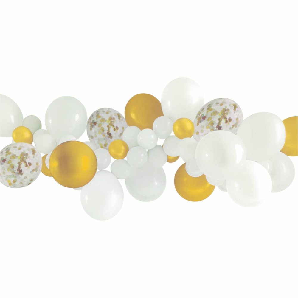 Bouquets, Garlands & Kits | Gold And White Confetti Balloon Garland Kit Balloons Bouquets, Garlands & Kits