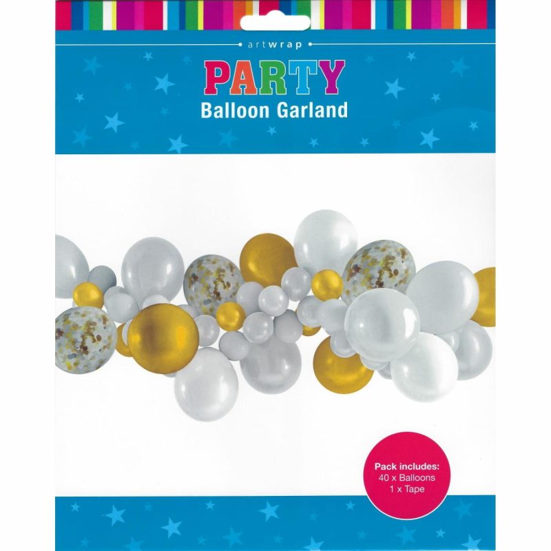 Bouquets, Garlands & Kits | Gold And White Confetti Balloon Garland Kit Balloons Bouquets, Garlands & Kits