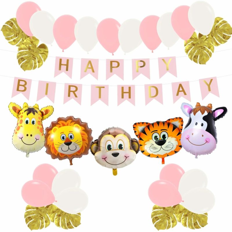 Bouquets, Garlands & Kits | Happy Birthday Rosy Jungle Balloon Set Balloons Bouquets, Garlands & Kits