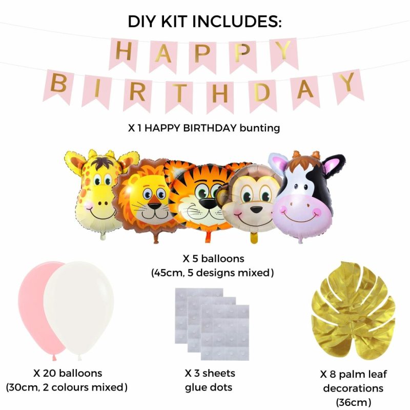 Bouquets, Garlands & Kits | Happy Birthday Rosy Jungle Balloon Set Balloons Bouquets, Garlands & Kits