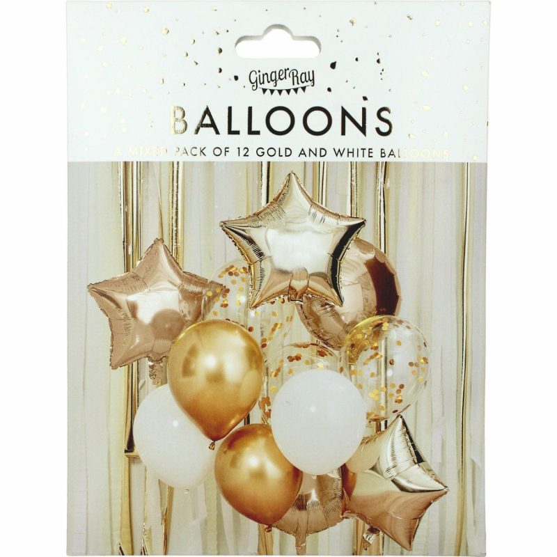 Bouquets, Garlands & Kits | Metallic Gold Star And Confetti Balloon Bouquet (12 Balloons) Balloons Bouquets, Garlands & Kits