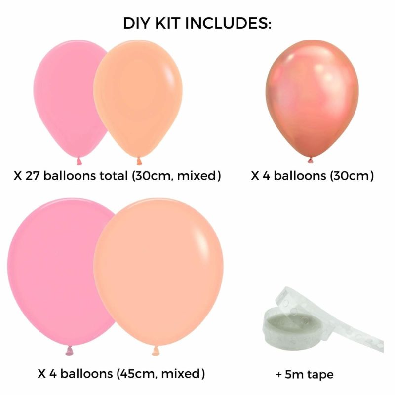 Bouquets, Garlands & Kits | Pink, Peach & Coral 5M Balloon Garland Kit Balloons Bouquets, Garlands & Kits