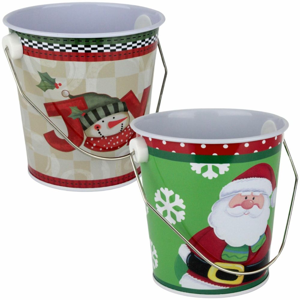 Buckets & Baskets | Christmas Character Metal Favour Bucket 10.5Cm Buckets & Baskets Buckets & Baskets