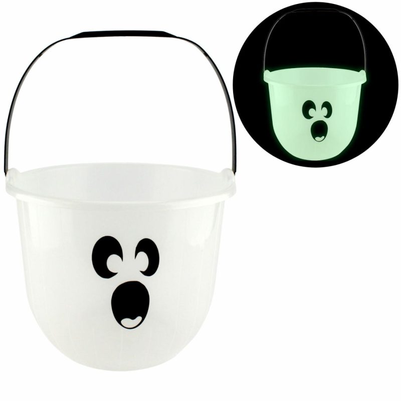 Buckets & Baskets | Green Glowing Ghost Trick Or Treat Bucket Buckets & Baskets Buckets & Baskets