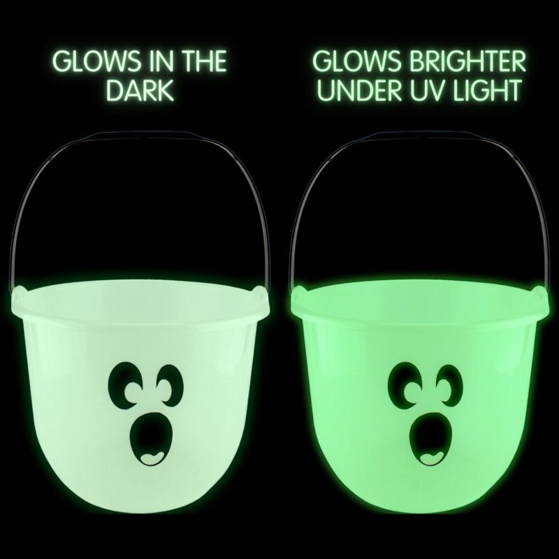 Buckets & Baskets | Green Glowing Ghost Trick Or Treat Bucket Buckets & Baskets Buckets & Baskets