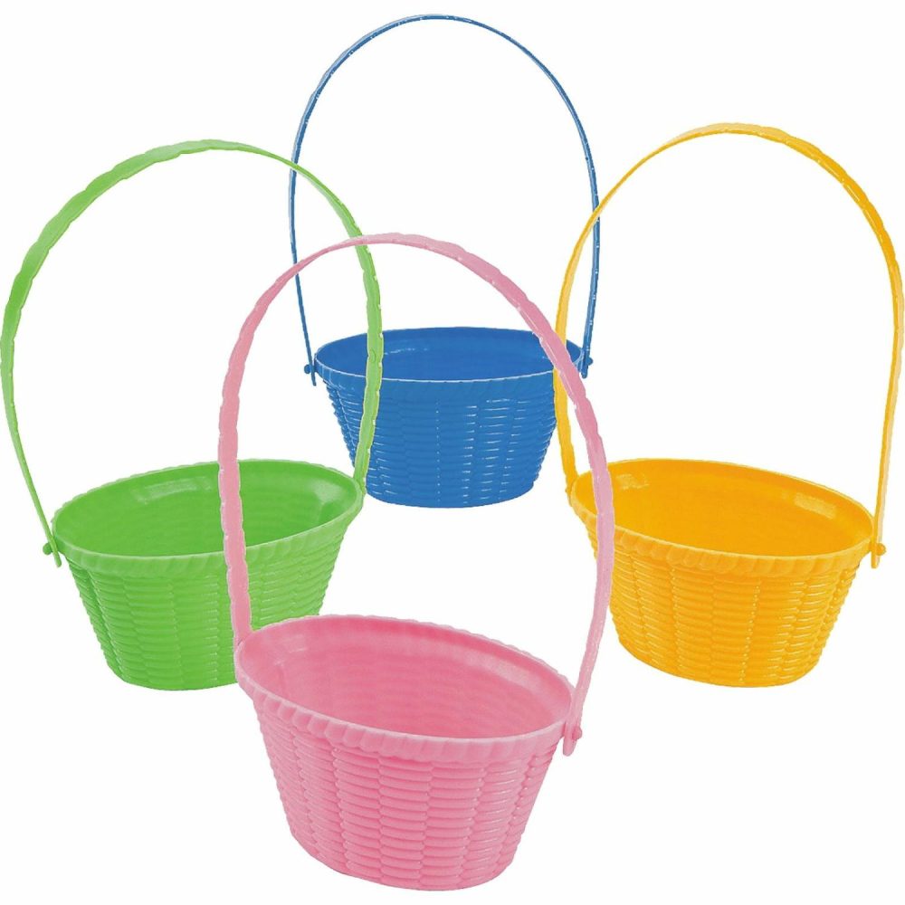 Buckets & Baskets | Mini Plastic Easter Baskets With Handle (Pack Of 12) Buckets & Baskets Buckets & Baskets