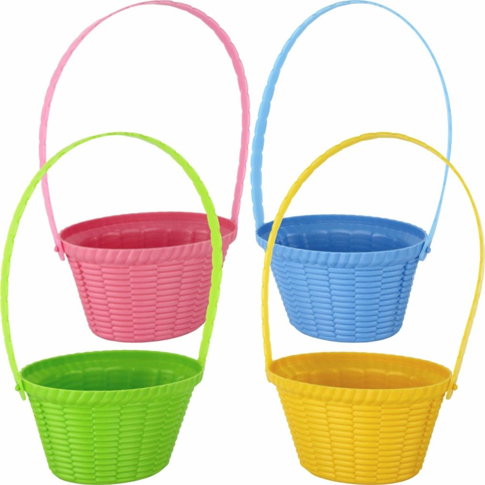 Buckets & Baskets | Mini Plastic Easter Baskets With Handle (Pack Of 4) Buckets & Baskets Buckets & Baskets