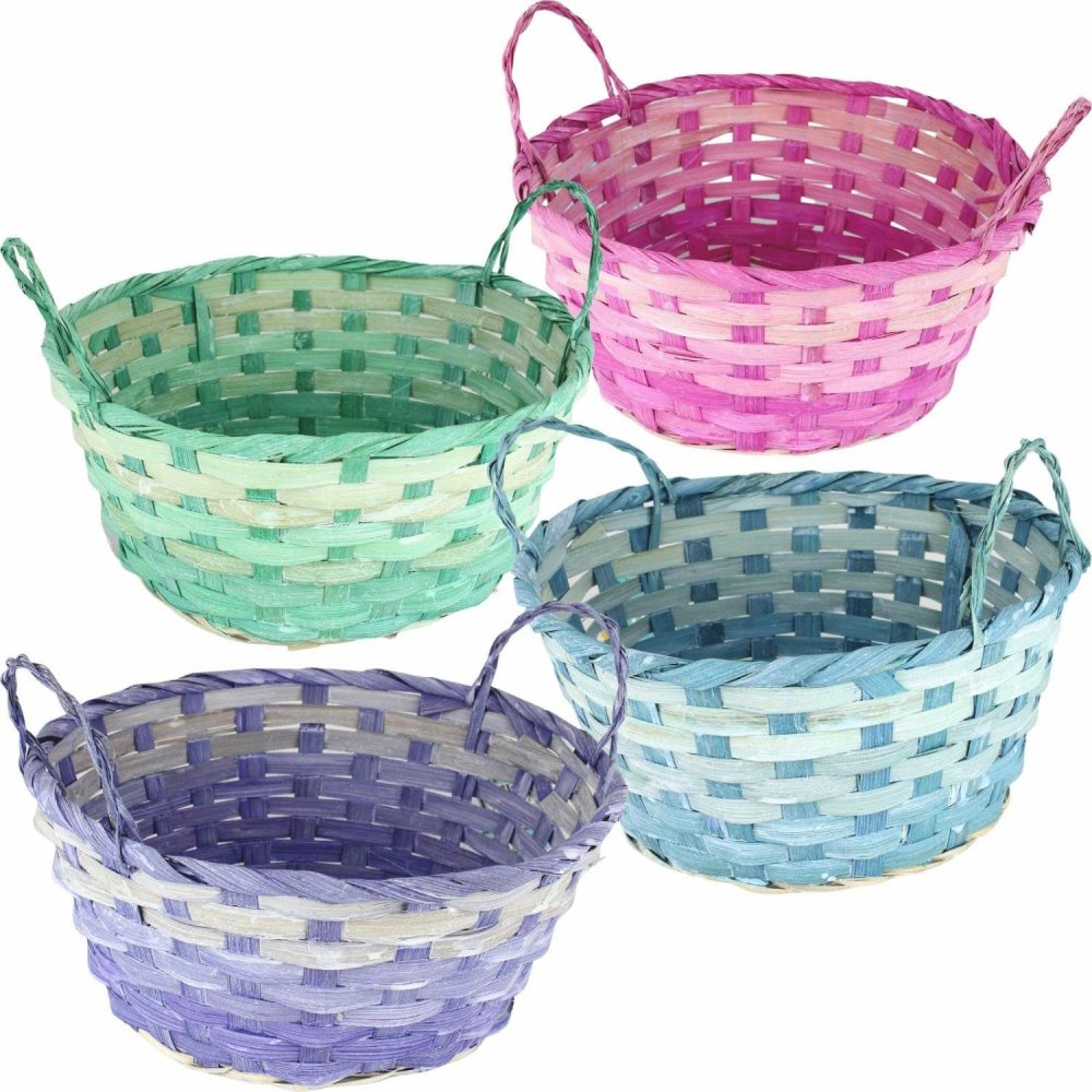 Buckets & Baskets | Pastel Bamboo Easter Gift Basket Buckets & Baskets Buckets & Baskets