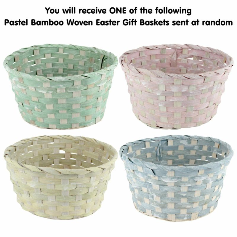 Buckets & Baskets | Pastel Bamboo Woven Easter Gift Basket (One Only) Buckets & Baskets Buckets & Baskets