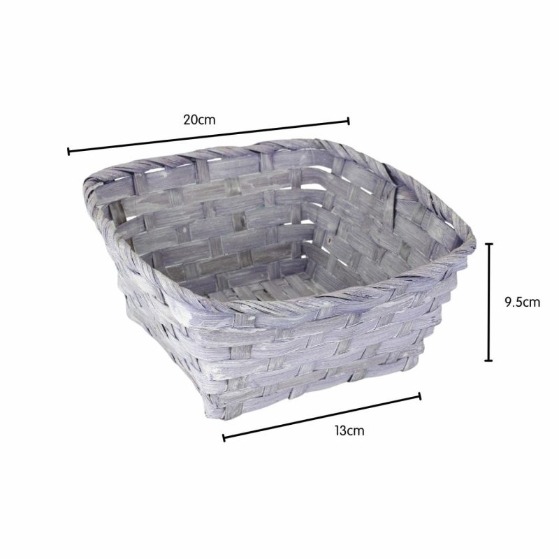 Buckets & Baskets | Pastel Square Bamboo Easter Gift Basket Buckets & Baskets Buckets & Baskets