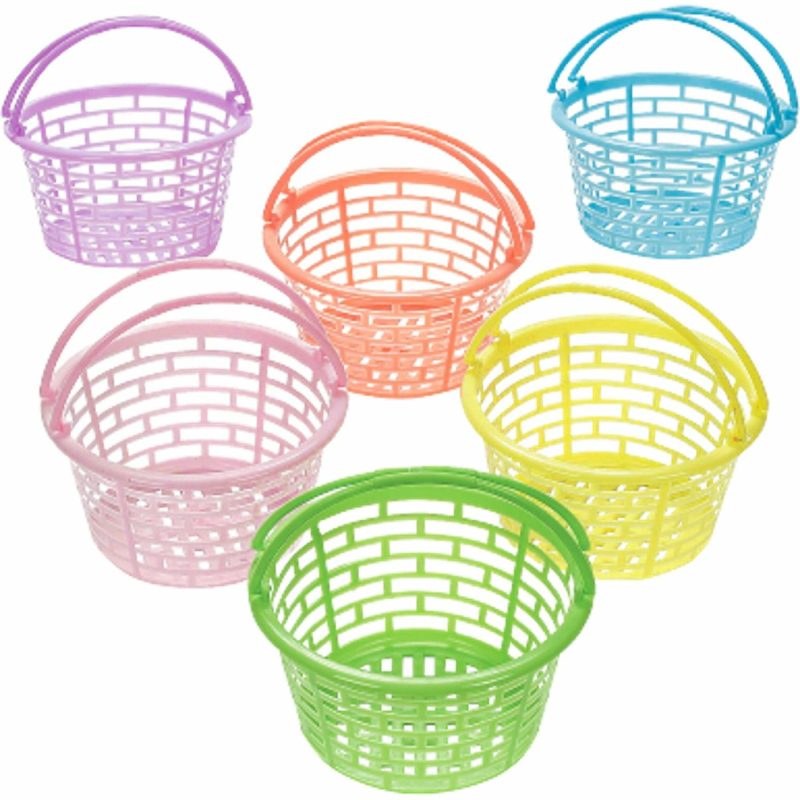 Buckets & Baskets | Plastic Pastel Baskets With Handles (Pack Of 12) Buckets & Baskets Buckets & Baskets