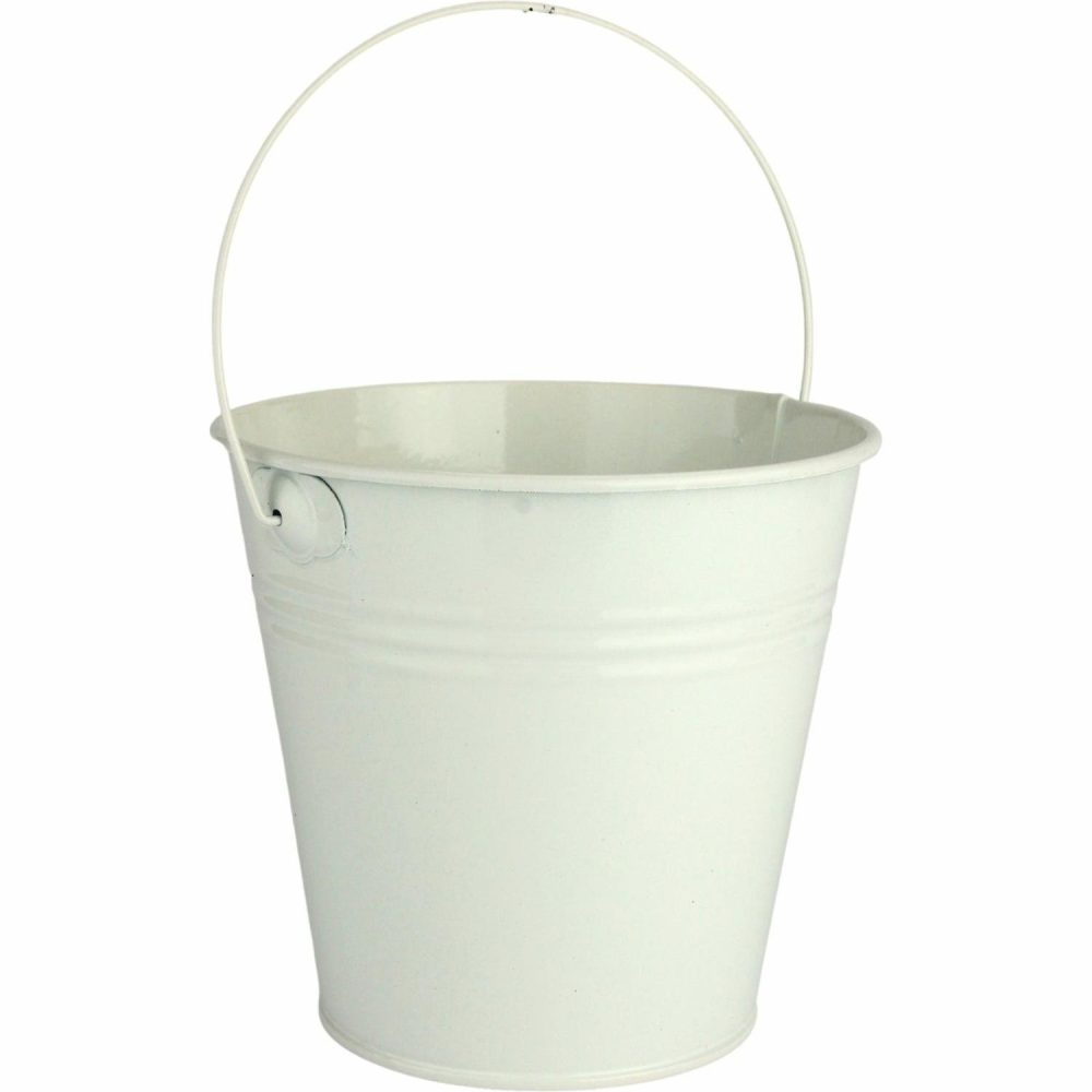 Buckets & Baskets | White Metal Bucket 12Cm Buckets & Baskets Buckets & Baskets