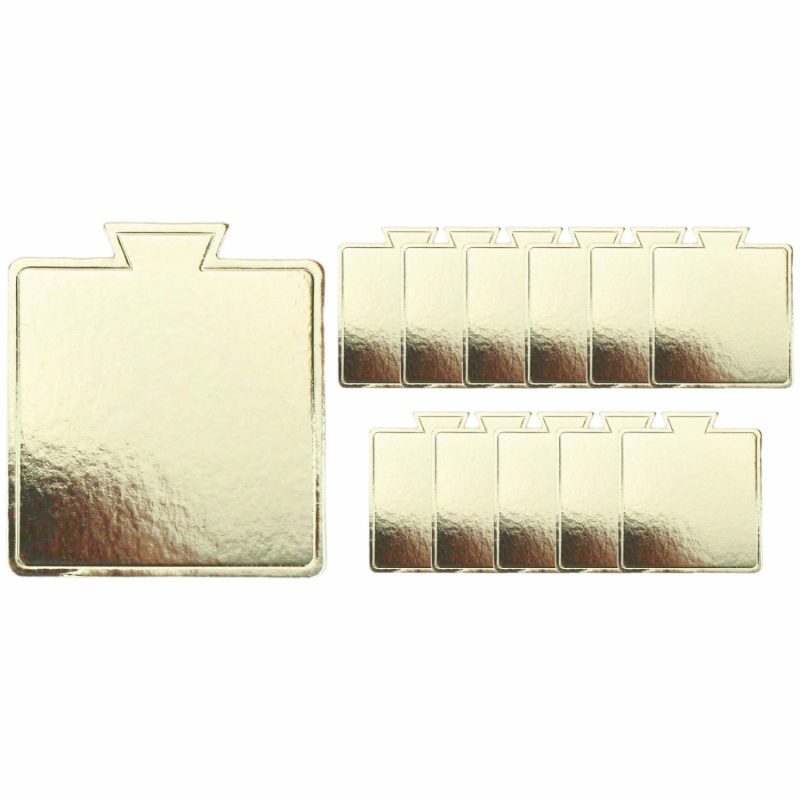 Cake Boards & Boxes | Champagne Gold Mini Square Cake Boards 8.5Cm (Pack Of 12) Baking & Cake Decorating Cake Boards & Boxes