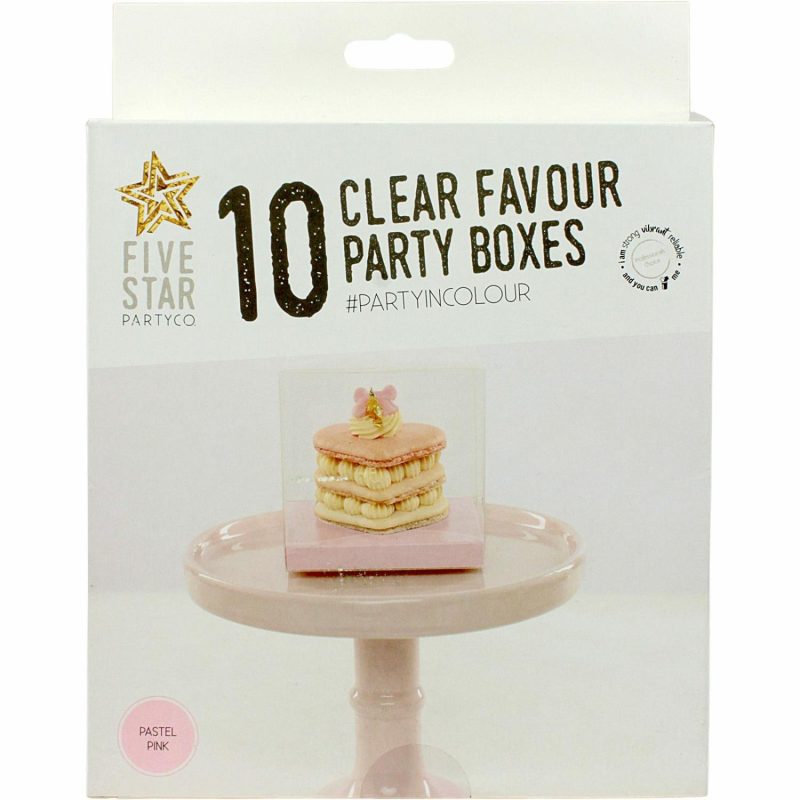 Cake Boards & Boxes | Clear And Pastel Pink Square Favour Boxes 8Cm (Pack Of 10) Baking & Cake Decorating Cake Boards & Boxes