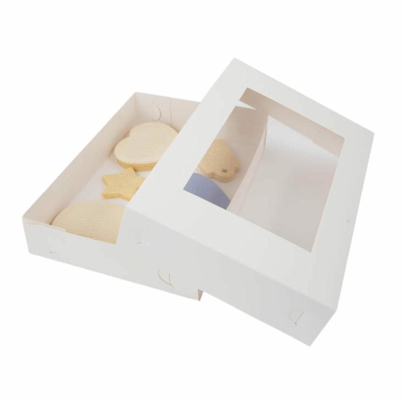 Cake Boards & Boxes | Coo Kie Large White Rectangle Cookie / Chocolate Box With Window 25.5Cm Baking & Cake Decorating Cake Boards & Boxes