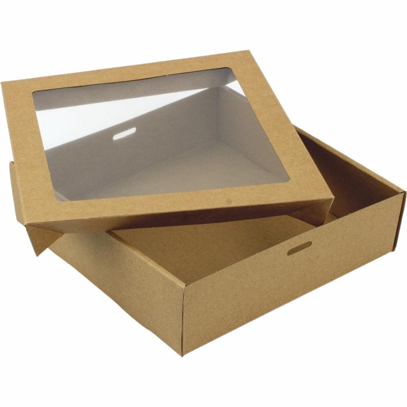 Cake Boards & Boxes | Eco Kraft Grazing Boxes With Lids 22.5Cm X 22.5Cm X 6Cm (Pack Of 2) Baking & Cake Decorating Cake Boards & Boxes