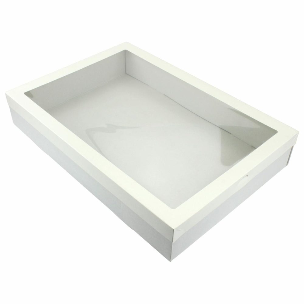 Cake Boards & Boxes | Eco White Grazing Boxes With Lids 45Cm X 31Cm X 8Cm (Pack Of 2) Baking & Cake Decorating Cake Boards & Boxes