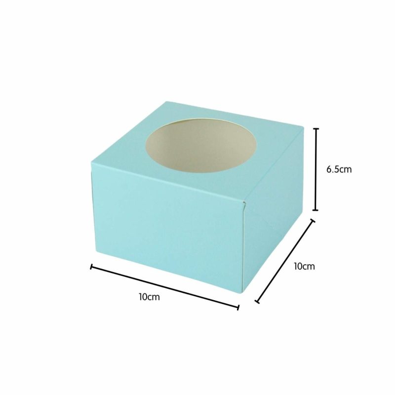 Cake Boards & Boxes | Light Blue Donut Boxes With Window 10Cm (Pack Of 4) Baking & Cake Decorating Cake Boards & Boxes