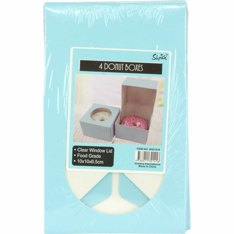 Cake Boards & Boxes | Light Blue Donut Boxes With Window 10Cm (Pack Of 4) Baking & Cake Decorating Cake Boards & Boxes