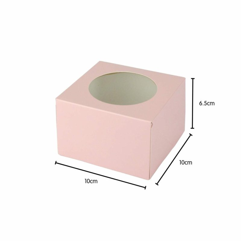 Cake Boards & Boxes | Light Pink Donut Boxes With Window 10Cm (Pack Of 4) Baking & Cake Decorating Cake Boards & Boxes